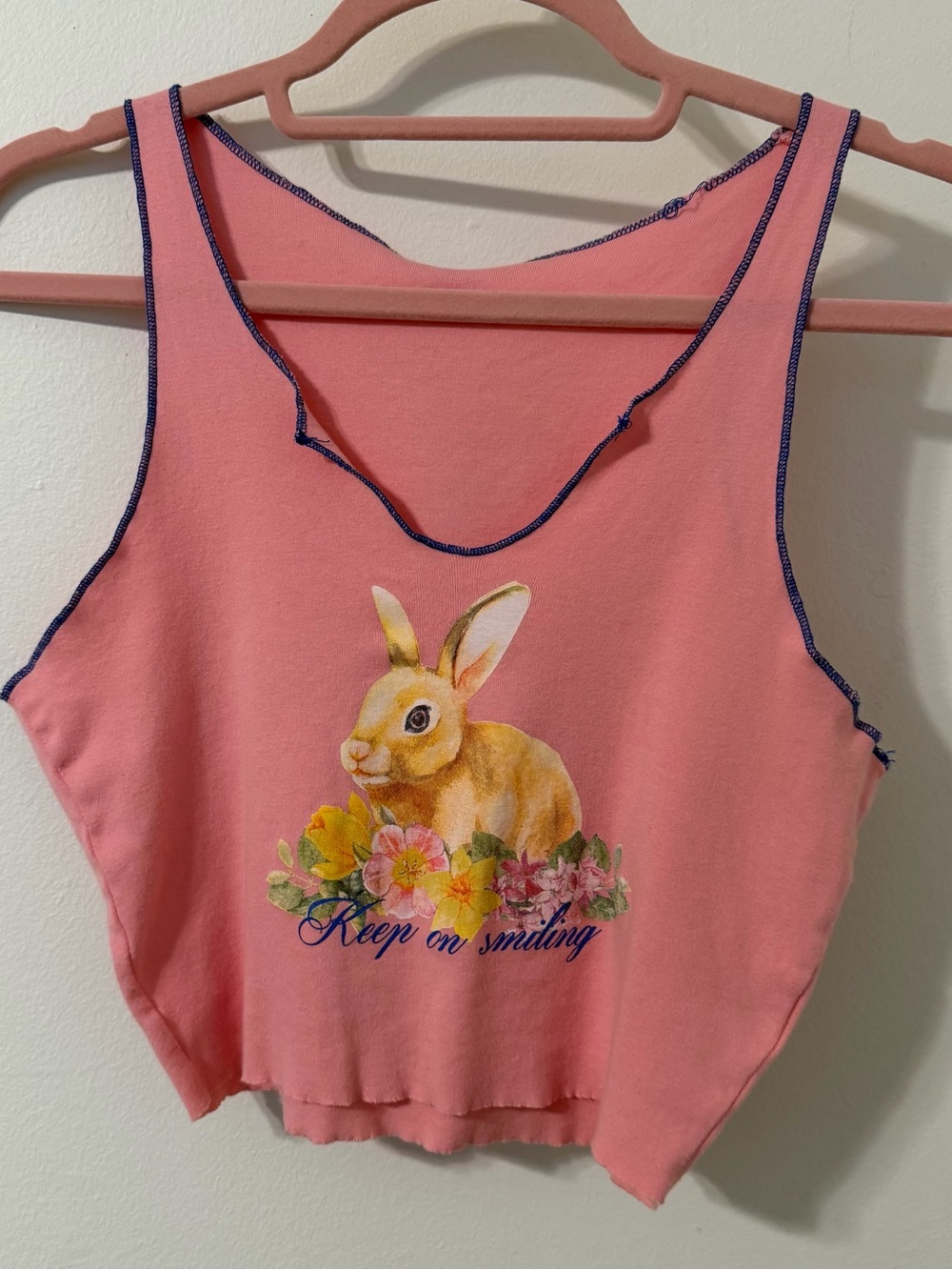 Urban Outfitters Pink Bunny Graphic Crop Tank - Keep On Smiling